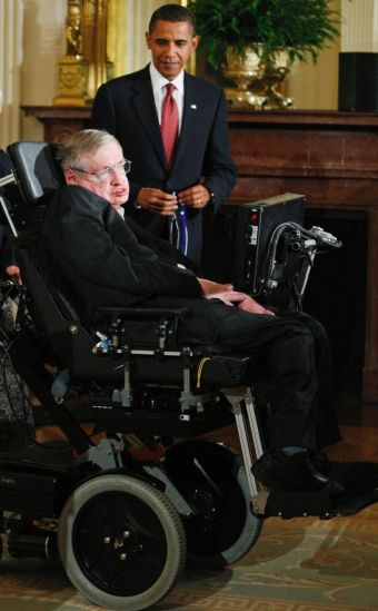 Стивен Хокинг и Обама - фото
