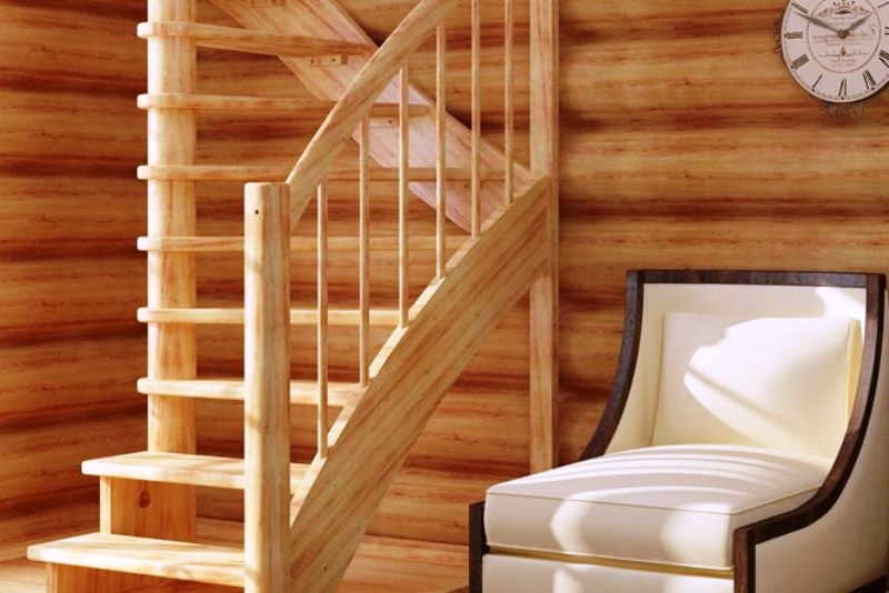 лестница из дерева, строим лестницу из сосны - фото
