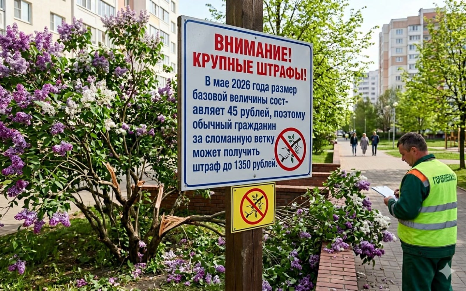 Сирень штраф Беларусь сломанные ветки парк