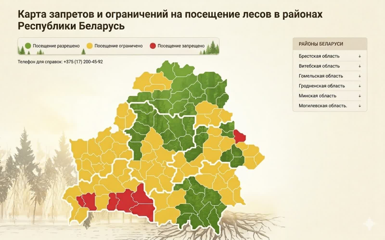 Полный запрет на посещение лесов Пинский район