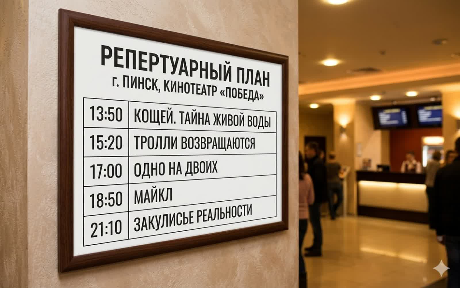 Репертуар кинотеатра Победа Пинск 4-10 июня 2026