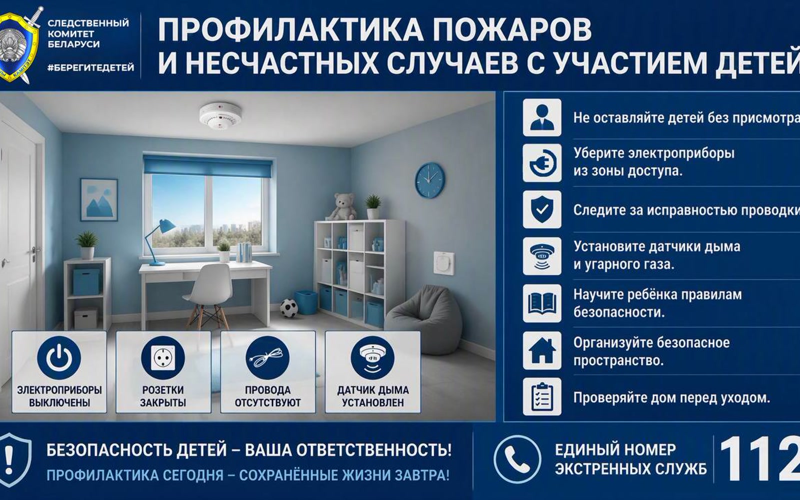 Следственный комитет напомнил правила безопасности детей при пожарах