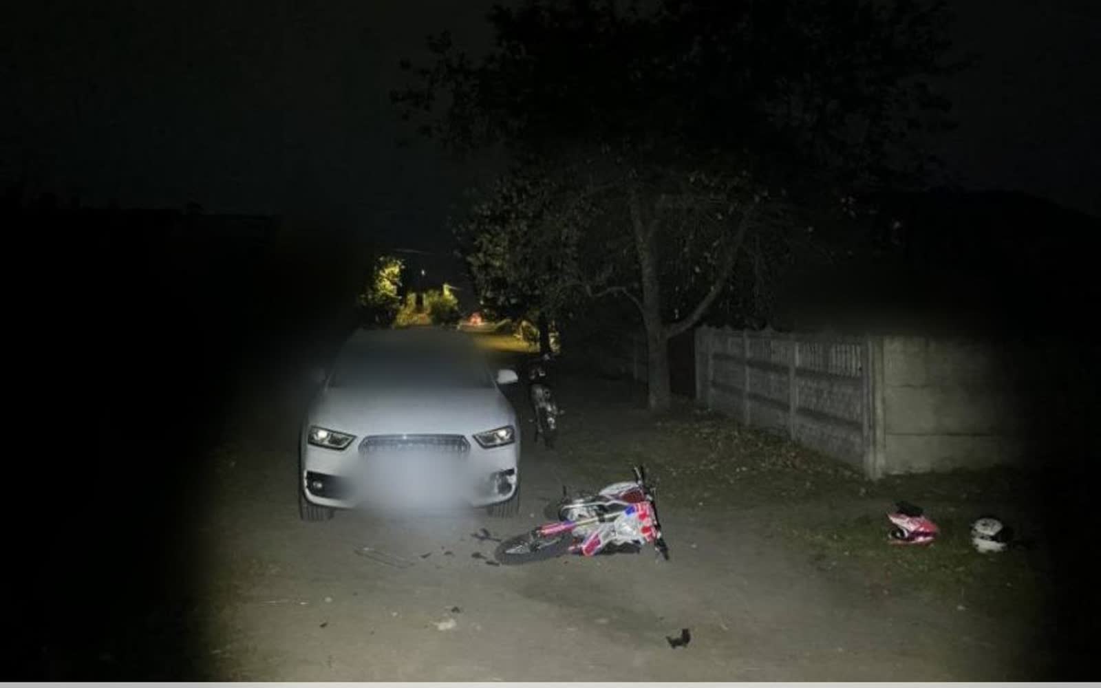 Место ДТП с питбайком и автомобилем Audi в Пинске
